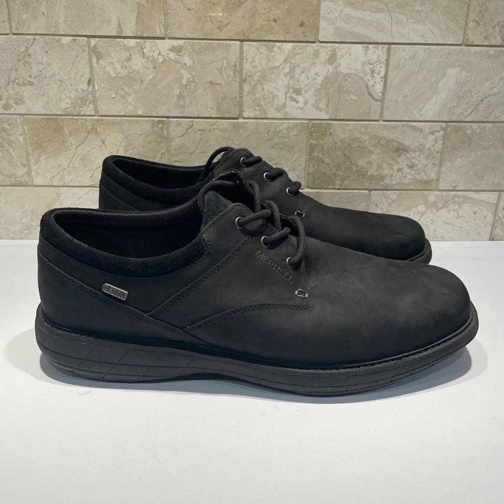 Merrell World Vue Oxford Men 14W Black Waterproof Leather Shoes No‎ Insole